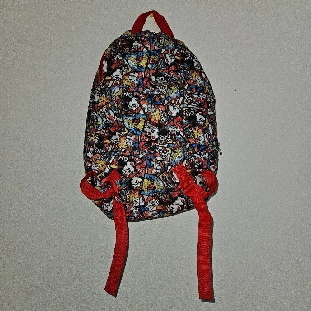 Disney Parks Mickey Mouse Lightweight Backpack Red Black Oh Boy Donald Goofy